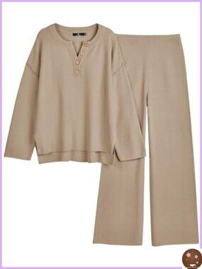LILLUSORY Oversized Slouchy 2 Piece Matching Lounge Set Knit Sweater Set